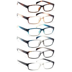 COJWIS Lesebrille 6 Pack herren und Damen Qualität Feder Scharnier Blaulichtfilter Leser Brille(6 Farbe Mischen-5, 2.00)