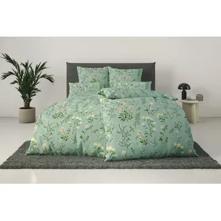 OTTO home Bettwäsche "Claara" 2 mit Blumen Design, skandinavisch, romantische Bettwäsche, grün