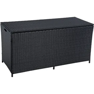 Estexo Auflagenbox Poly Rattan Kissenbox Gartenbox Aufbewahrungsbox Schwarz