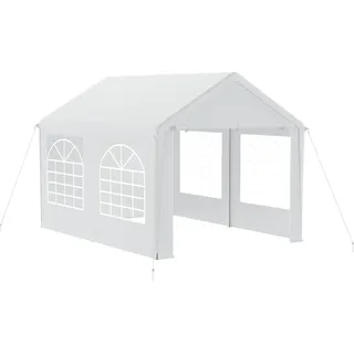YUENFONG 3x4m Faltpavillon Partyzelt Pavillon Gartenzelt wasserdichter Faltpavillon mit Fenster, für Camping, Partys und Versammlungen (Weiß) - Weiß, Grau
