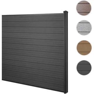 WPC-Sichtschutz Sarthe, Windschutz Zaun, WPC-Pfosten ~ Erweiterungselement, 1,88m anthrazit