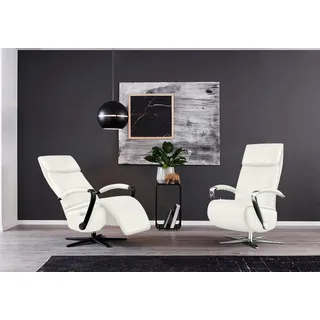 W.Schillig Relaxsessel rumbaa Leder 75 x 112 x 87 cm Weiß mit Kissen und Kopfteil