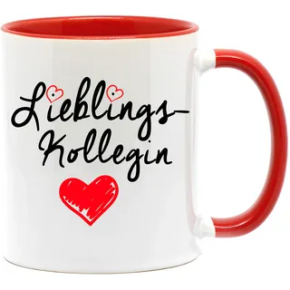 "Lieblingskollegin" Tasse in hochwertiger Qualität, beidseitig bedruckt. Für die beste Kollegin in jedem Büro. Da freut sich jede Kollegin, Chefin oder Freundin bei der Arbeit drauf. (A-Rot)