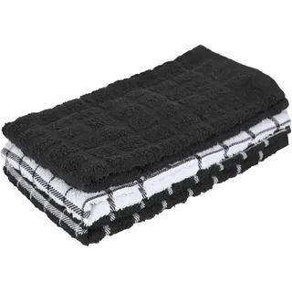 Ritz Kitchen Creations 100% Baumwoll-Frottee-Geschirrtuch, Schwarz, 3-Pack Towels, 3