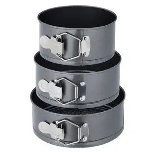 Relaxdays Springform Set, 3 runde Backformen, ø 14, 16, 18 cm, Edelstahl, Antihaftbeschichtung, Tortenform, anthrazit, / Relaxdays