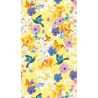 livingwalls Blumen-Fototapete – Gelb, Blau – Wandbild XXL 2,80 x 1,59 m