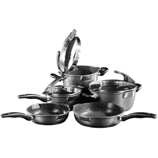 Stoneline Kochgeschirrset, 8-Teilig , Grau , Metall , Kochgeschirr, Töpfe, Topfsets