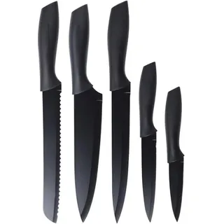 Excellent Houseware 5-tlg. Küchenmesser-Set Stahl Schwarz - Schwarz