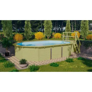 Karibu Achteckpool "Rimini 4X mit Sonnendeck" BxLxH: 690x400x121cm, braun