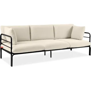 Gartensofa RAMBE 3-Personen mit Kissen, Anthrazit/Cremeweiß - Creme
