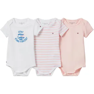 Kurzarmbody TOMMY HILFIGER "3 PACK BODY SS GIFTBOX", Jungen, Gr. 86, N-Gr, rosa (precious pink), Jersey, Obermaterial: 93% Baumwolle, 7% Elasthan, unifarben, körpernah, Rundhals, eingesetzt normaler Saum, Bodys Kurzarmbody, aus weicher Baumwollmischung