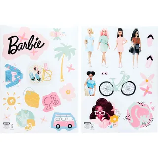 Barbie Wandaufkleber - Offiziell Lizenzierte Personalisierte Wandsticker für Kinderzimmer, Wiederverwendbar, Mit Barbs Freunden, Buchstaben & Zubehör, Mädchenzimmer Dekor