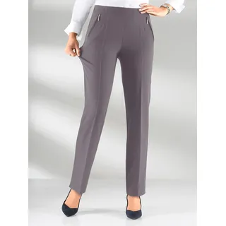 Schlupfhose ADELINA, Damen, Gr. 38, Normalgrößen, grau (anthrazit), 88% Polyester, 12% Elasthan, unifarben, lang, Hosen Schlupfhose