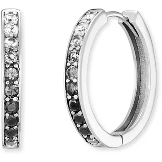 Paar Creolen ENGELSRUFER "Ocean Shade" Gr. 21, silber (silberfarben, kristallweiß, dunkelgrau, schwarz, kristallweiß, dunkelgrau, schwarz), Ohrringe, Damen, 21, Silber 925 (Sterlingsilber), Paar Creolen, Made in Germany - mit Zirkonia (synth.)