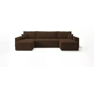 cornero Eckcouch Cord U-Form 6-Sitzer Braun