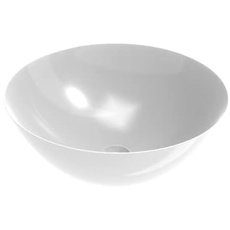 ERCOS Rundes Aufsatzwaschbecken aus Keramik, Badwaschbecken Farbe Weiß Glänzend Matt, Ohne Überlauf, Maße 416x155 mm