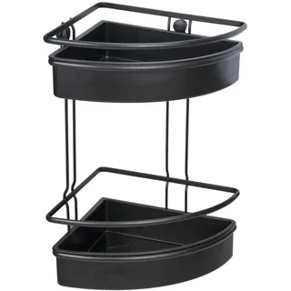 WENKO Eckregal Molinella, Bad-Ablage mit 2 Etagen und tiefen Körbchen für sicheren Stand von Pflegeprodukten, aus matt lackiertem Edelstahl mit Einsatz aus Kunststoff, (BxHxT): 30x35x21,5 cm, Schwarz