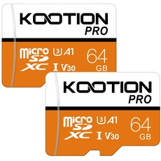 Kootion Micro SD Karten 64GB Speicherkarte 2er Pack Mini SD Karte MicroSDXC Card 64G U3 Memory Card(A1 UHS-I V30 4K) SD Karten 2 Stück Speicher SD Karte für Kameras Handy Tablets Android Smartphones