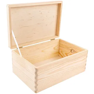 Creative Deco Holzkiste mit Deckel | 30 x 20 x 14 cm (+/-1cm) | Weihnachten Erinnerungsbox Baby Groß Holzbox mit Deckel Unlackiert Kasten | Für Dokumente, Wertsachen, Spielzeuge, Werkzeuge | ROH