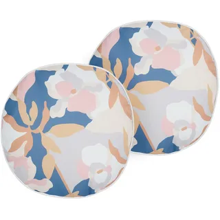 Beliani Gartenkissen 2er-Set Blumenmuster mehrfarbig 40 cm Verezzi , Multicolor , Textil , Füllung: Polyester , Rund , 40x40 cm , Gartenmöbel, Gartenpolster & Auflagen, Gartenkissen