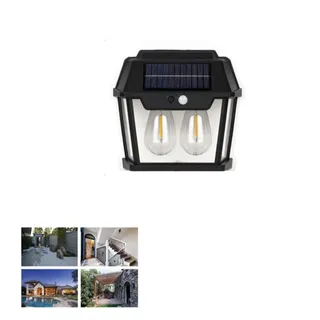 Applique Lampe Doppel LED Mauer Für Externe Solar Dämmerungssensor Garten