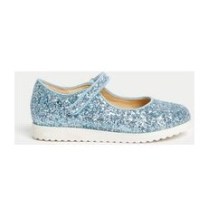 Girls M&S Collection Kids' Glitter Mary Jane Shoes (4 Small - 2 Large) - Blue Mix, Blue Mix - 4 Small