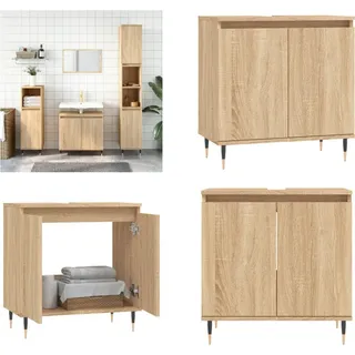 vidaXL Badschrank Sonoma Eiche 58x33x60 cm Holzwerkstoff - Badezimmerschrank - Badezimmerschränke - Schrank - Schrank Bad - Braun