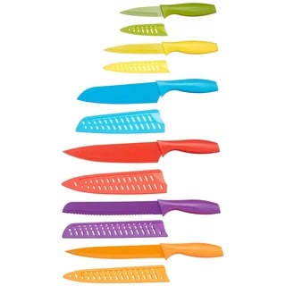 Amazon Basics - Messer-Set, bunt, 12-teilig