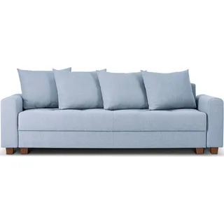 KONSIMO Schlafsofa mit bettkasten und mit Kissen inklusive "REVO", Blau, Stoff, Modern, 233x88x100cm - Blau