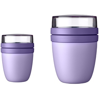 Mepal - Lunchpot Ellipse Duo Pack - Praktischer Müslibecher, Joghurtbecher, To Go Becher - Geeignet für Tiefkühler, Mikrowelle & Spülmachine - 300 & 500 ml - Vivid Lilac