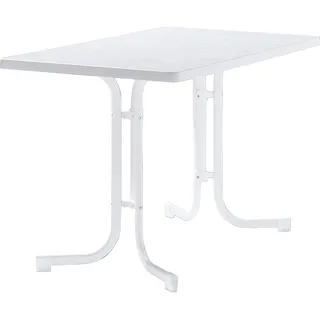 Sieger Boulevard-Klapptisch mit mecalit-Pro-Platte 115 x 70 x 72 cm weiß/marmordekor weiß