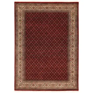 Läufer OCI DIE TEPPICHMARKE "Cavari Herati" Gr. 50, rot, B:80cm H:4mm L:350cm, Seide, Wolle, Teppiche, Läufer, hochwertig, handgeknüpft, mit Fransen, Wohnzimmer