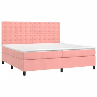 vidaXL Boxspringbett mit Matratze Rosa 200x200 cm Samt - Rosa