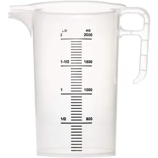Pro-Measures FD327 Polypropylen-Messbecher, 2 l Fassungsvermögen, 225 mm x 155 mm x 155 mm, lichtdurchlässig