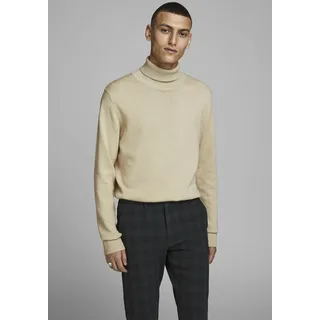JACK & JONES Emil Knit Roll Neck Detail Melange Pullover Oatmeal 2XL