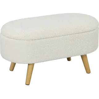 Homcom Truhenbank Teddysamtoptik , Weiß , Kunststoff , 41x45x82 cm , Esszimmer, Bänke, Sitzbänke