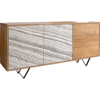 DeLife Sideboard Kleo 147 cm 2 Türen 3 Schübe V-Fuß Edelstahl, Sideboards