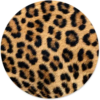 Mauspad im Leopard Design I Ø 22 cm rund I Tier-Motiv Animal Print Fell I Mausunterlage für Büro Gaming I Kunststoff abwischbar I rutschfest I dv810
