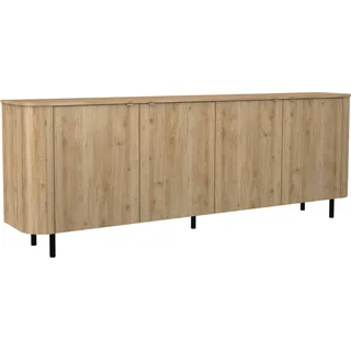 Sideboard HOME AFFAIRE "Murano, 231 cm breit, 4 Türen, Anrichte, Kommode, Stauraumschrank", eiche cadiz dekor, B:231cm H:83cm T:43cm, FSC-zertifizierter Holzwerkstoff, Sideboards, Sideboard, Formgebogenes MDF, Stirnseiten mit Rundung, Füße und Griffe aus Metall