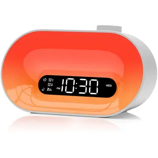 APUZOM Tageslichtwecker Sonnenaufgang Wecker mit Nachtlicht und 30 beruhigenden Geräuschen Einschlafshilfe, Doppelalarm, Sleep-Timer, dimmbare Nachttischlampe, Kinder Wecker mit Licht