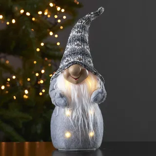 Star Trading LED-Stoff-Figur "Joylight", Weihnachtsmann - Grau