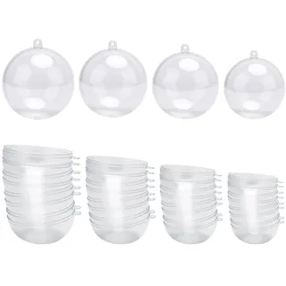 WOKICOR 20 Stück Kunststoffkugel Transparent 3 cm 4 cm 5 cm 6 cm, Weihnachtskugeln, Plastikkugeln Zum Befüllen (3 4 5 6cm)