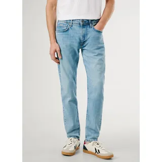 Regular-fit-Jeans PEPE JEANS "STANLEY", Herren, Gr. 34, Länge 30, blau (light used wiser), Denim/Jeans, Obermaterial: 89% Baumwolle, 10% Polyester, 1% Elasthan, regular fit lang, Jeans Regular-fit-Jeans
