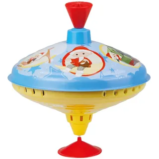 Lena Tin Toys 52333 Brummkreisel ca. 19 cm, Unser Sandmännchen | Klassischer Pumpkreisel, Blechkreisel mit Unser Sandmännchen, Kreisel mit Standfuss, Spielzeugkreisel für Kinder ab 18m+
