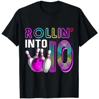 Rollin into 10 Bowling Geburtstag Party 10. Geburtstag Mädchen T-Shirt