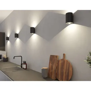 Loevschall Wandleuchte »Sekvens LED Wandleuchte, Wandlampe für Küche, Bad, Flur & Wohnzimmer« LED-Modul 1 Stk. Warmweiß Stilvoll & modern, Wasserdicht, Auf und ab Einstellbar, schwarz
