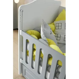 Babybett Stilvoll Grau Schubladen Modernes Design Komfortables Kinderzimmer