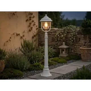 LED Wegeleuchte im Landhausstil 118cm, Pollerleuchte zur Gartenbeleuchtung, Weiß