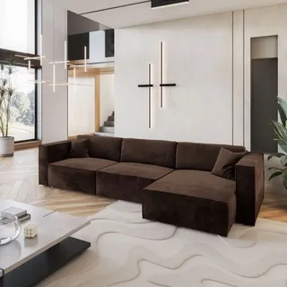 masseno Ecksofa TOLMO M mit Schlaffunktion L-Form, Sofa mit Bettkasten, Wohnzimmersofa, Couch, Soffa, Bettsofa, Couchgarnitur- Braun, MONOLITH 29 - Braun