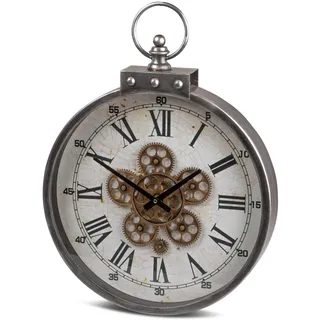 formano Moderne Wanduhr mit Beweglichen Zahnrädern 46cm Metall Clock Antikfinish - Bunt